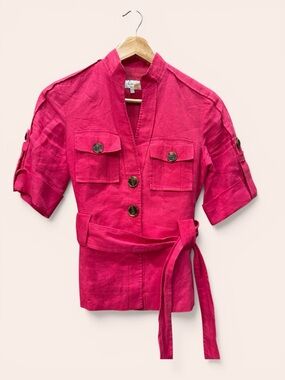 Zara Basics Bright Coral Linen Jacket